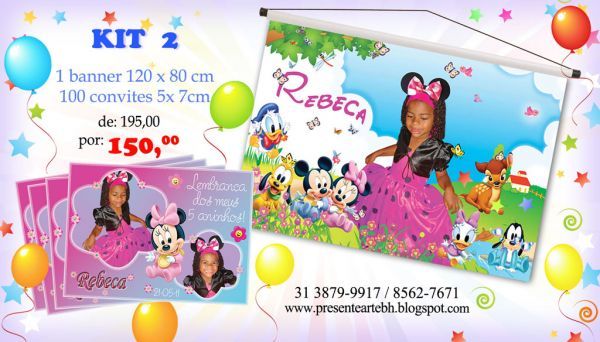 01 Banner 120x 80cm + 100 Convites 5x 7cm